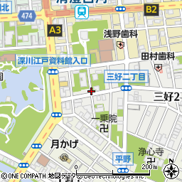 東京都江東区三好1丁目周辺の地図