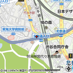東京都渋谷区代々木1丁目20周辺の地図