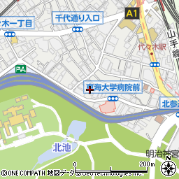 東京都渋谷区代々木1丁目4周辺の地図