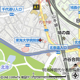 東京都渋谷区代々木1丁目18周辺の地図