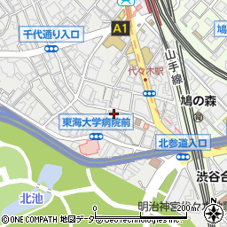 東京都渋谷区代々木1丁目18-11周辺の地図