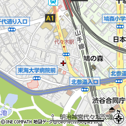 東京都渋谷区代々木1丁目22周辺の地図