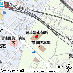 習志野市役所　津田沼・鷺沼ヘルスステーション周辺の地図