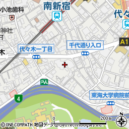 東京都渋谷区代々木1丁目11周辺の地図