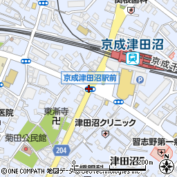 京成津田沼駅前周辺の地図