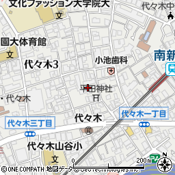 東京都渋谷区代々木3丁目8周辺の地図