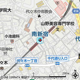 南新宿駅周辺の地図