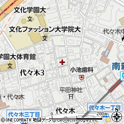 東京都渋谷区代々木3丁目10周辺の地図