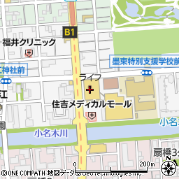 ライフ深川猿江店駐車場周辺の地図