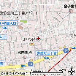 東京都中野区弥生町3丁目8周辺の地図