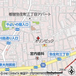 東京都中野区弥生町3丁目周辺の地図