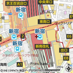 三井住友銀行ＪＲ新宿駅新南改札内 ＡＴＭ周辺の地図