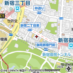 三代目 鳥メロ 新宿御苑前店周辺の地図