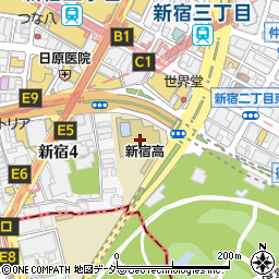 東京都立新宿高等学校周辺の地図