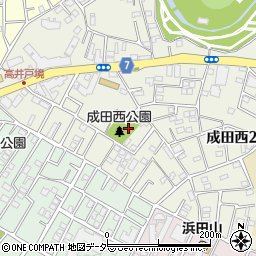 成田西公園トイレ周辺の地図