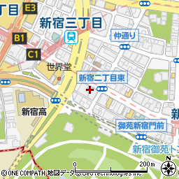 新宿巻き爪補正店周辺の地図