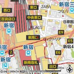 新宿駅東南口公衆トイレ周辺の地図