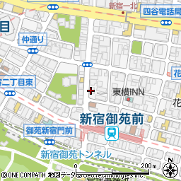 ローソンＨ新宿御苑北店周辺の地図