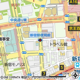 新宿郵便局前周辺の地図