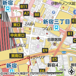 ファミリーマート新宿三丁目中央通り店周辺の地図