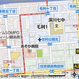 東京都江東区毛利1丁目周辺の地図
