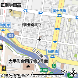 神田錦町郵便局南側パーキングメーター周辺の地図