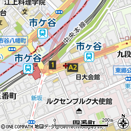 都営地下鉄・東京都交通局　新宿線市ケ谷駅周辺の地図