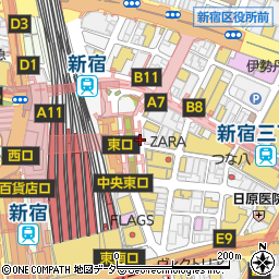 新宿駅東口東側パーキングチケット周辺の地図