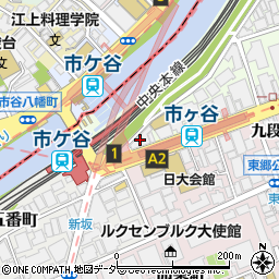 松屋市ヶ谷店周辺の地図