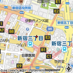 御笠山　伊勢丹新宿店周辺の地図