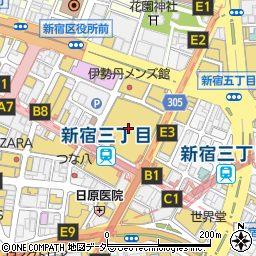 虎屋菓寮 新宿伊勢丹店周辺の地図