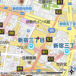 伊勢丹新宿店周辺の地図