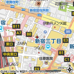 ガスト新宿三丁目店周辺の地図