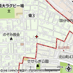 東京都国立市東3丁目14-2周辺の地図
