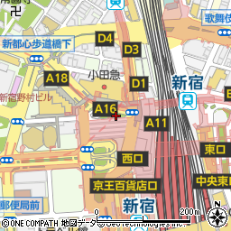 新宿西口地下第一公衆トイレ周辺の地図