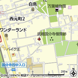 東京都国分寺市西元町周辺の地図