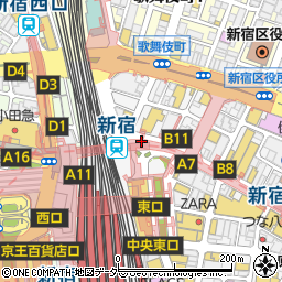新宿駅東口周辺の地図