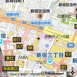 ファミリーマート新宿三丁目東店周辺の地図