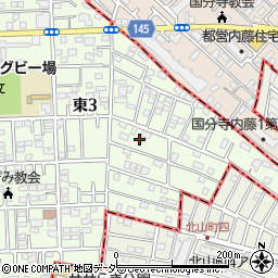 東京都国立市東3丁目25周辺の地図