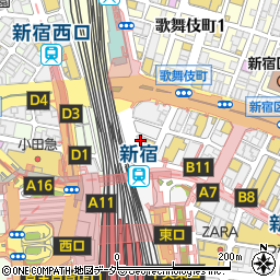 ラクレットチーズ＆肉 天空の囲 新宿東口駅前店周辺の地図