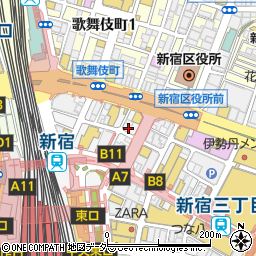 幸楽 こうらく 新宿東口店周辺の地図