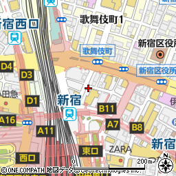 壱角家 新宿アルタ裏店周辺の地図