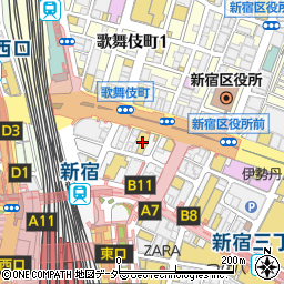 ＯＫＵＲＡ・新宿駅東口店周辺の地図