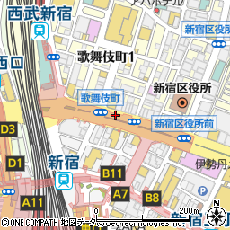 新宿サブナード駐車場周辺の地図