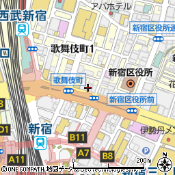 パセラ 新宿靖国通り店周辺の地図