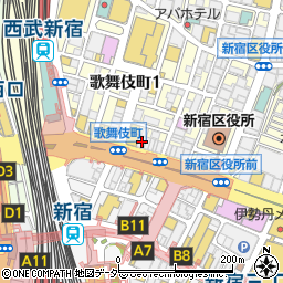 おかか 新宿周辺の地図