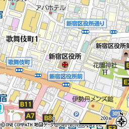 新宿区役所周辺の地図