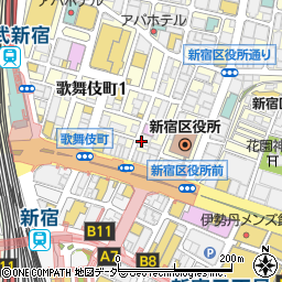 黒帯 新宿店周辺の地図