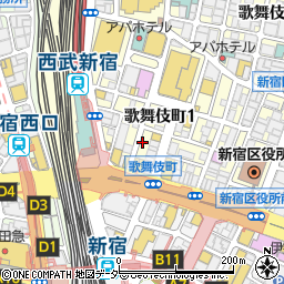 炭家新宿店周辺の地図