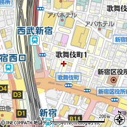 夢色酒場 新宿店周辺の地図
